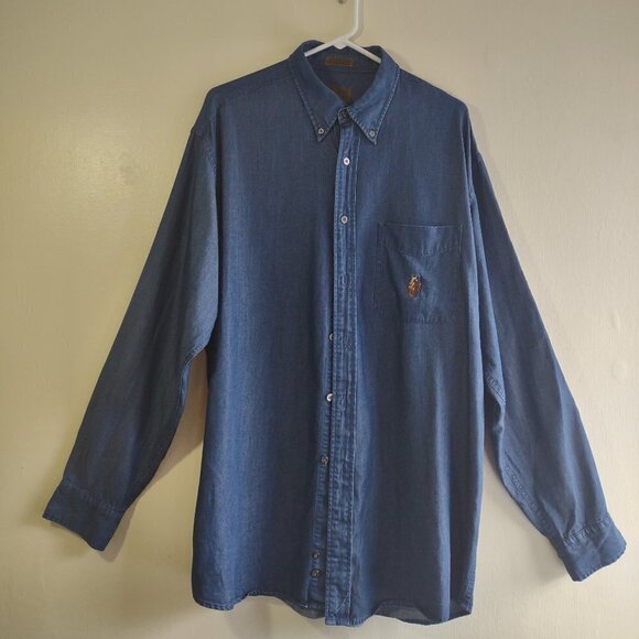 Pendleton Rodeo Wear Denim Shirt Western Horse Button Up  Large-Long - Picture 5 of 8